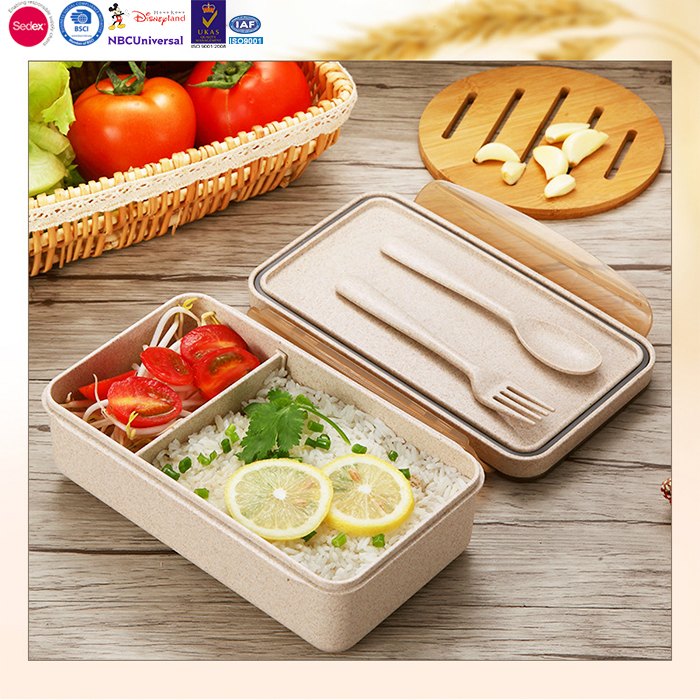 Wheat fiber eco lunch box for microwave, rice husk material microwave safe food container