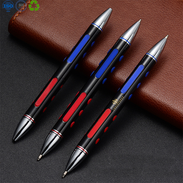 Innovative 2 colors thin metal ball pen two nibs wholesale