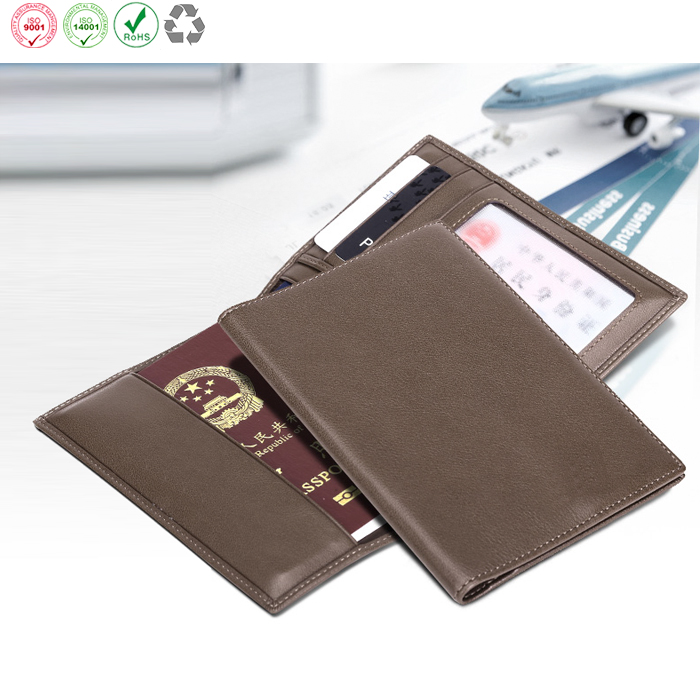 Genuine Leather Passport Holder / Cover Wallet / Case with 3 business card holders